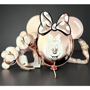 Disney Parks Minnie Balloon Loungefly Crossbody & Ears Set NWT
